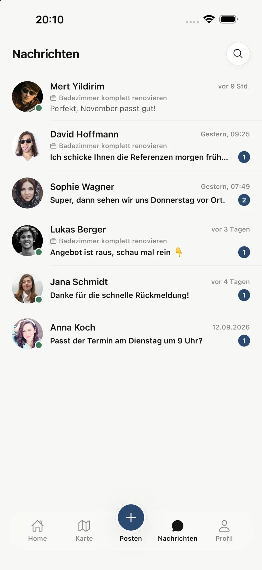 CivilLink: Nachrichten mit Fachbetrieben